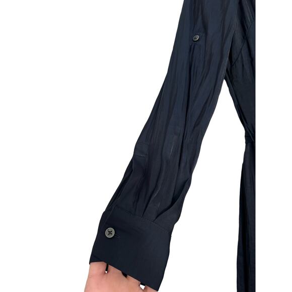 NWT Madewell Satin Button-Front Utility Shirtdress in Deep Indigo Size XXS - Picture 12 of 14